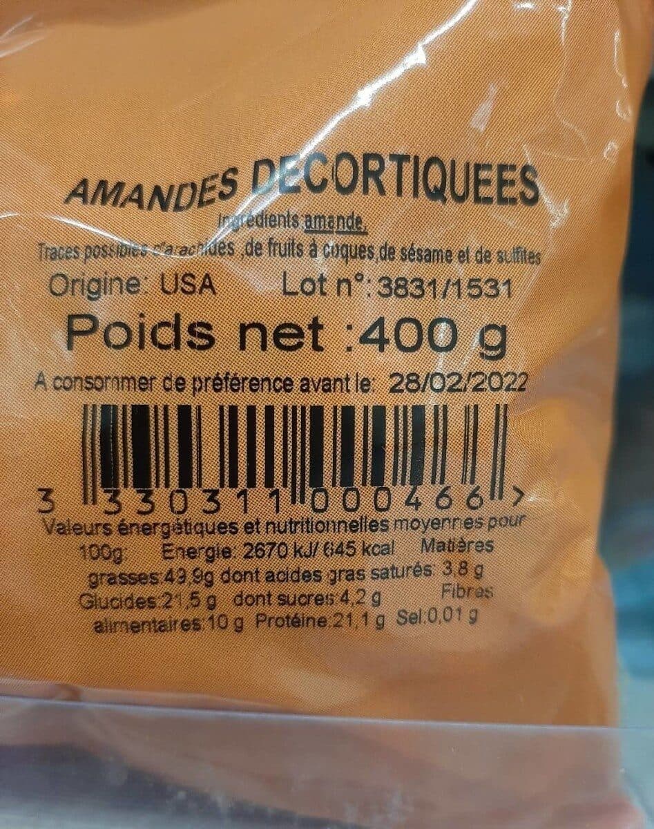 Open Food Facts Amandes packshot