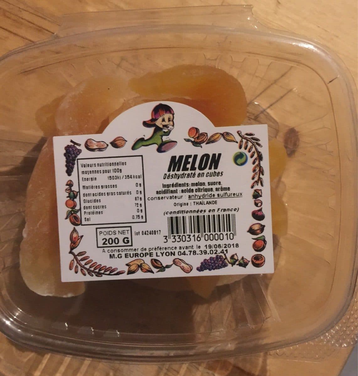 Open Food Facts Melon déshydaté en cube packshot