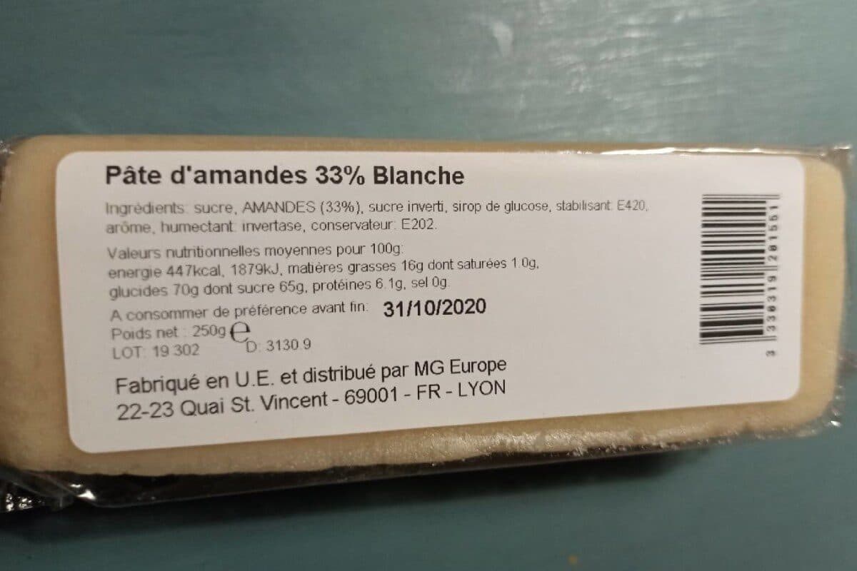 MG Europe Pâte d'amandes 33 % blanche packshot