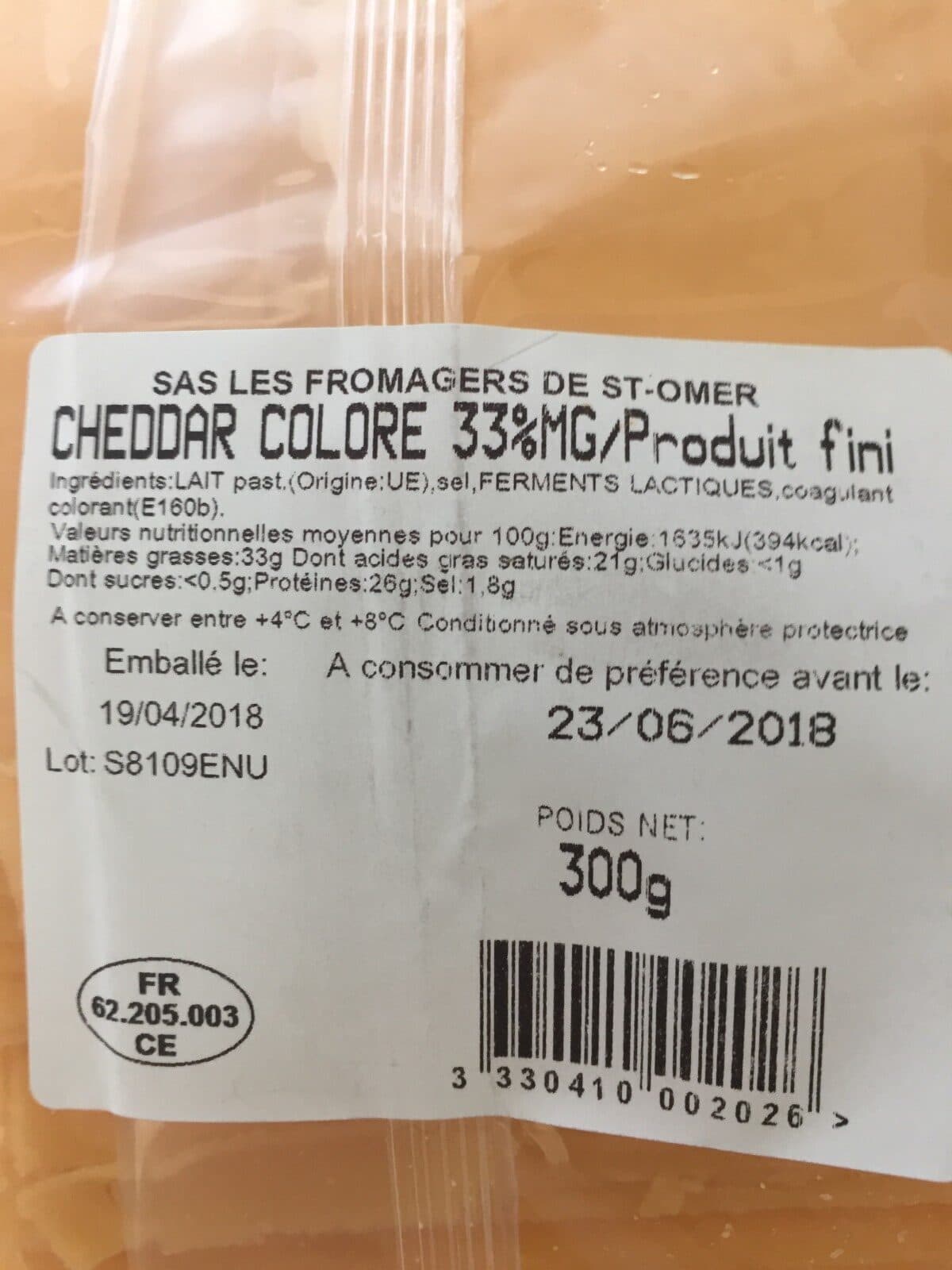 Open Food Facts Cheddar Colore packshot