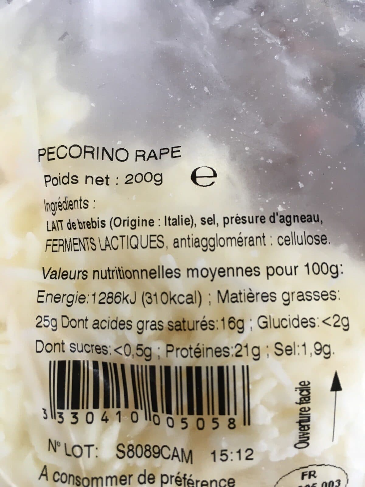 Open Food Facts Pecorino rape packshot