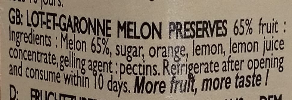 Lucien Georgelin Confiture De Melon, 65% de fruits packshot