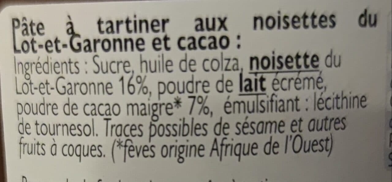 Lucien Georgelin Pâte à tartiner noisette du Lot et Garonne cacao packshot