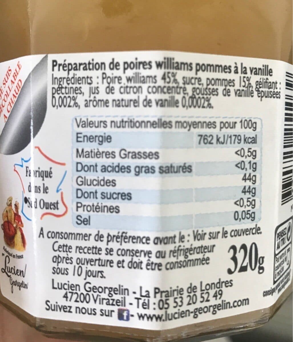 Lucien Georgelin Poire Williams à la vanille packshot