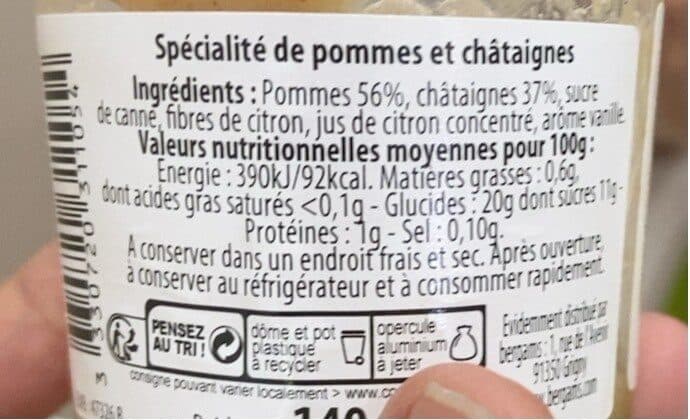 BERGAMS Compote Pomme Châtaigne packshot
