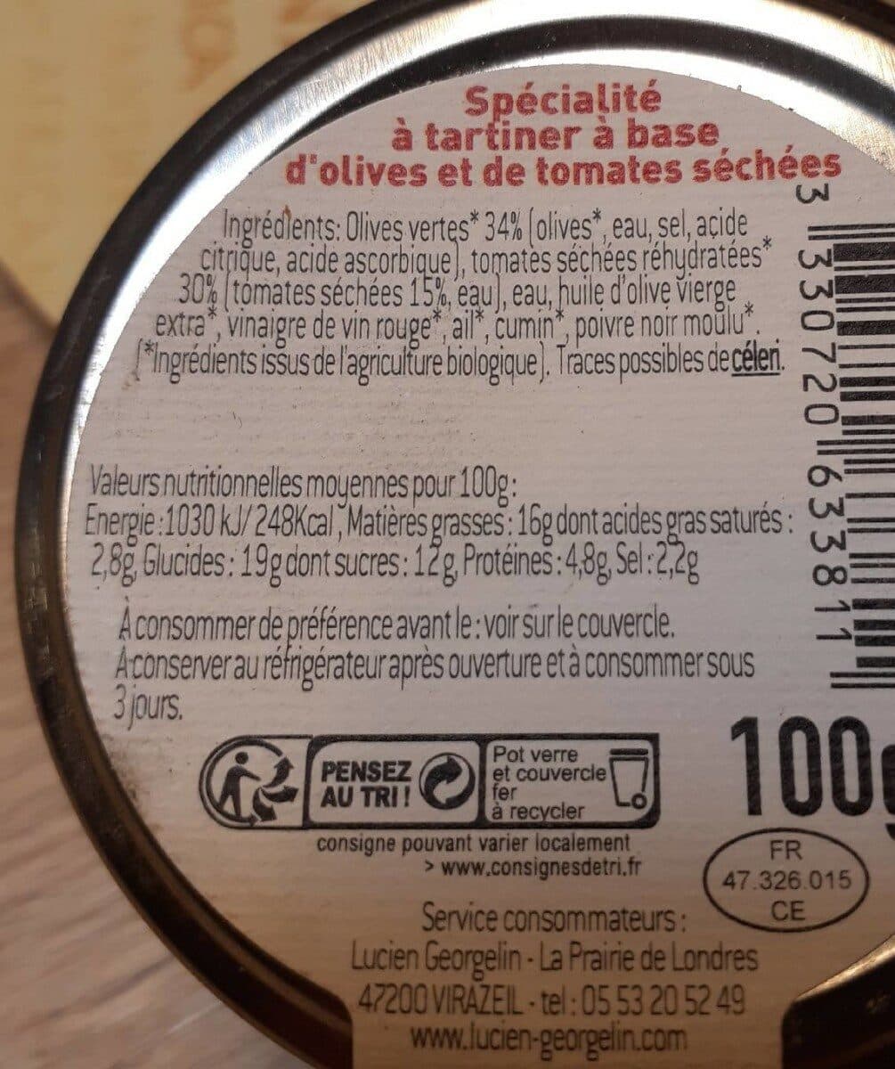 L'aperitif Au Jardin Specialité à tartiner Olives et tomates sechées packshot