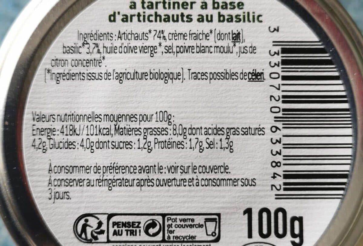 Lucien Georgelin Specialite a tartiner a base d’artichauts au basilic packshot