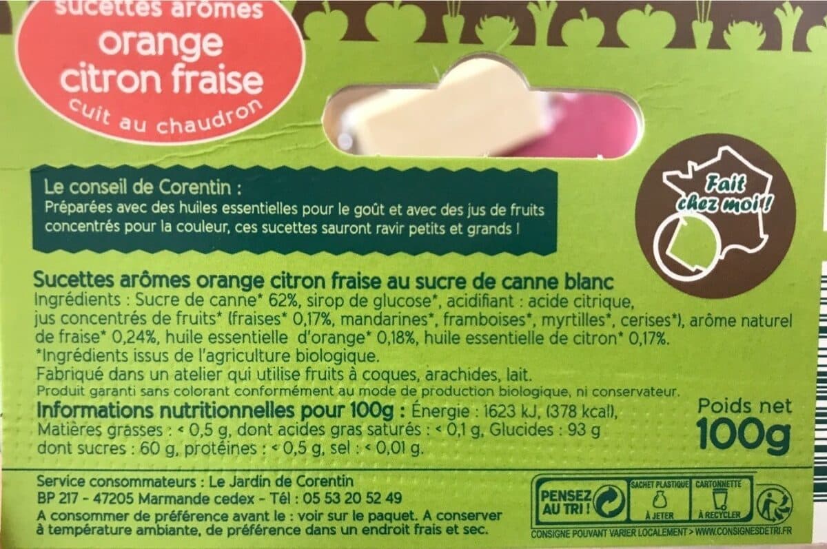 Le jardin de corentin Sucettes a L'orange Au Citron Et Fraise X10 packshot