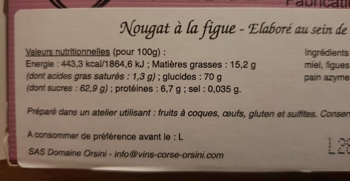 Domaine Orsini Nougat a La Figue Corse 100g packshot