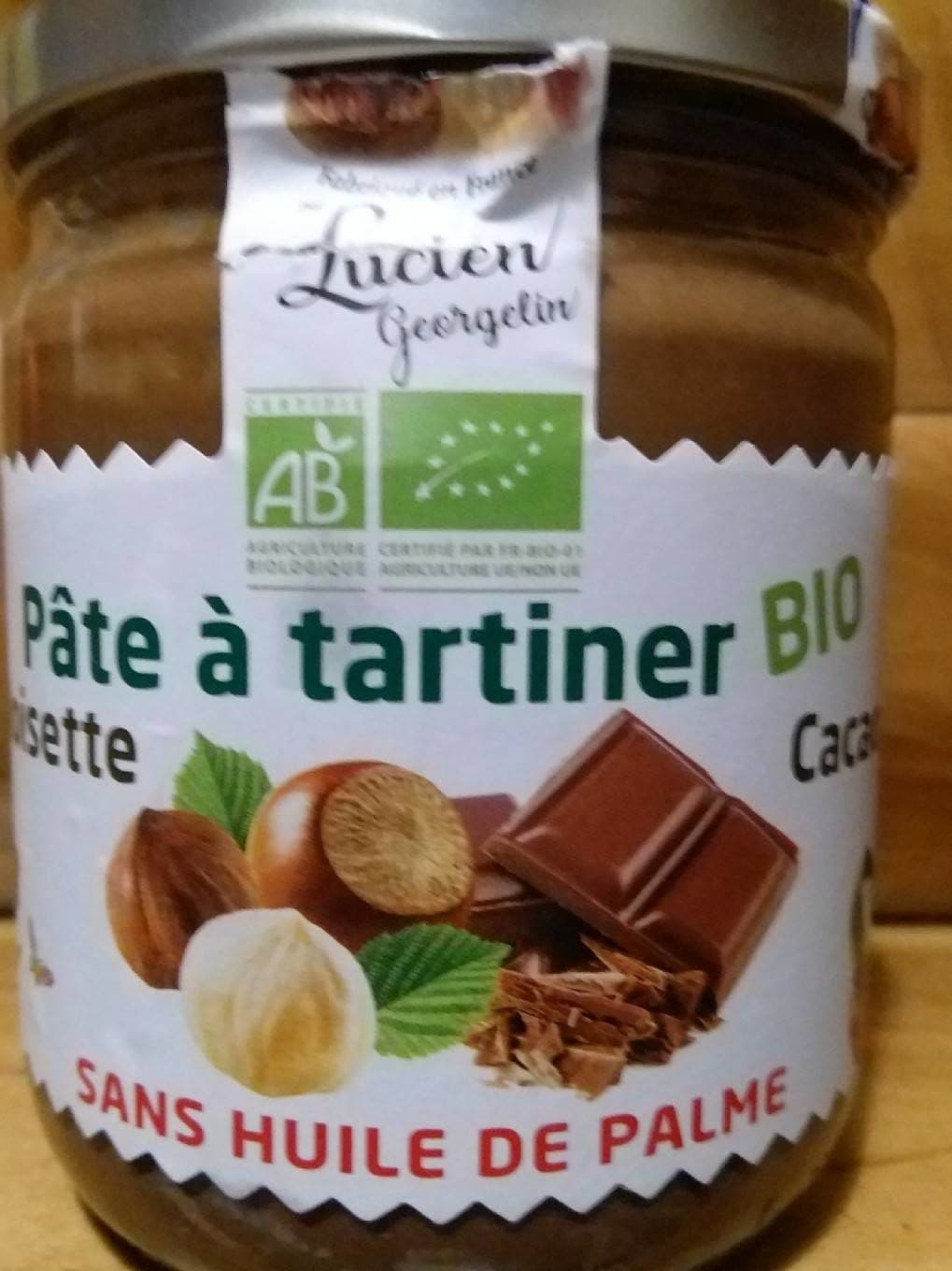 Lucien Georgelin Pâte à tartiner bio noisette cacao Lucien Georgelin packshot
