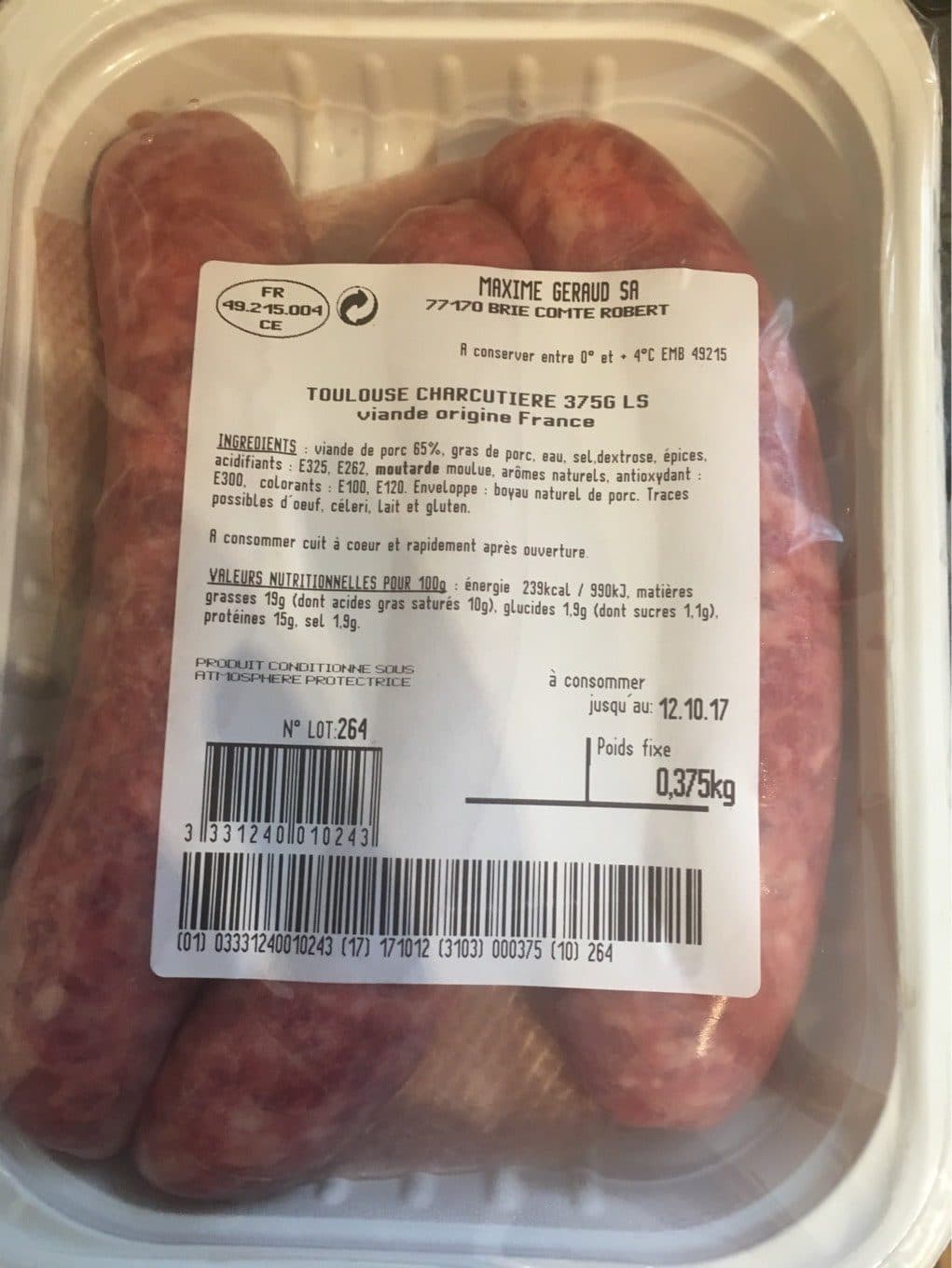 Toulouse Charcutiere Saucisses toulouse packshot