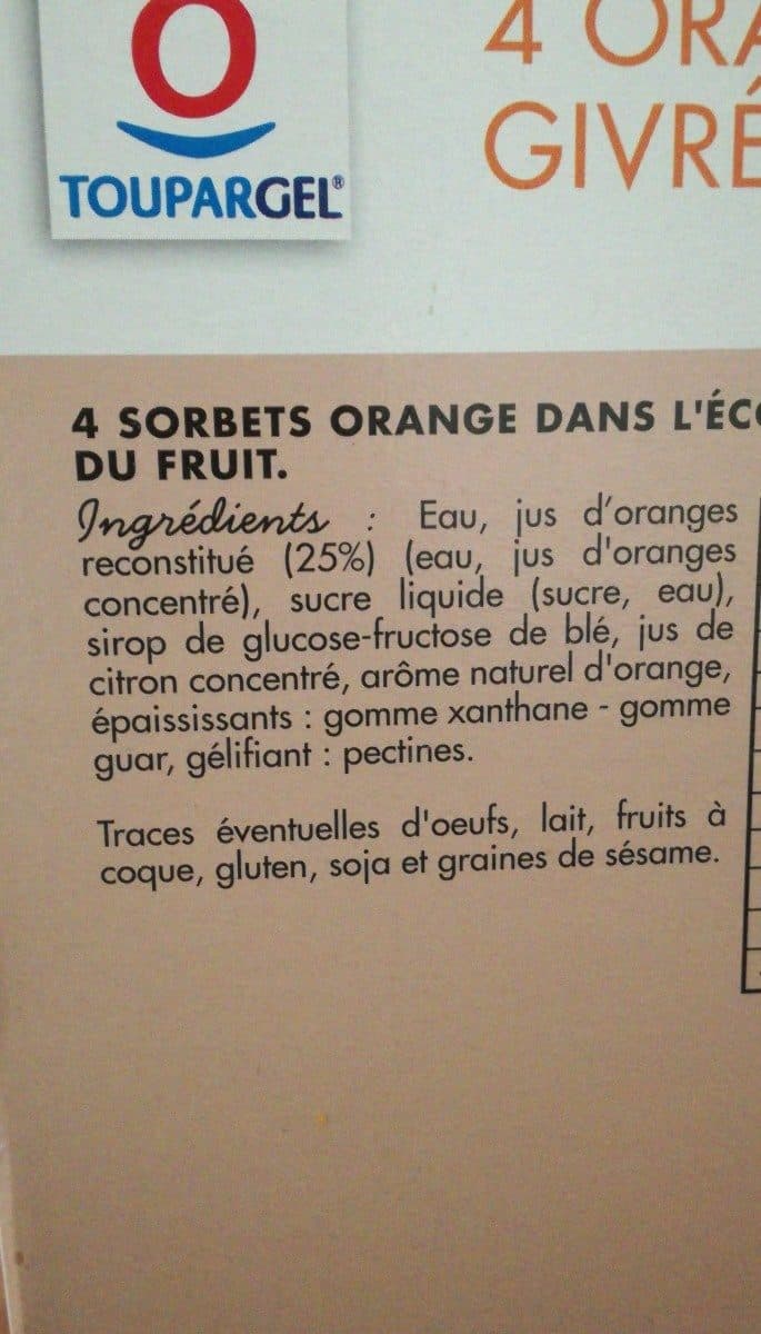 Toupargel Oranges givrées packshot