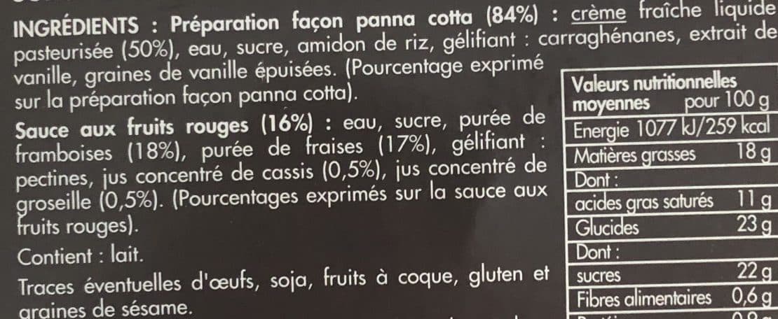 Toupargel 2 Panna Cotta Sauce aux Fruits Rouges packshot