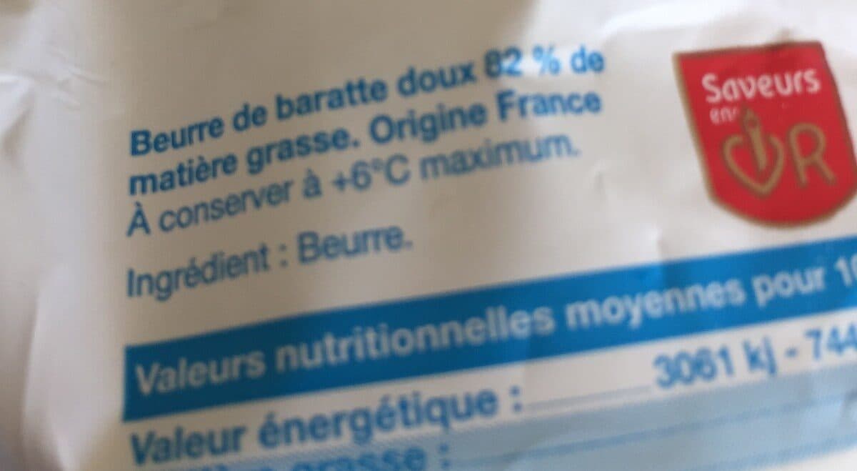 Open Food Facts Beurre de Baratte doux packshot