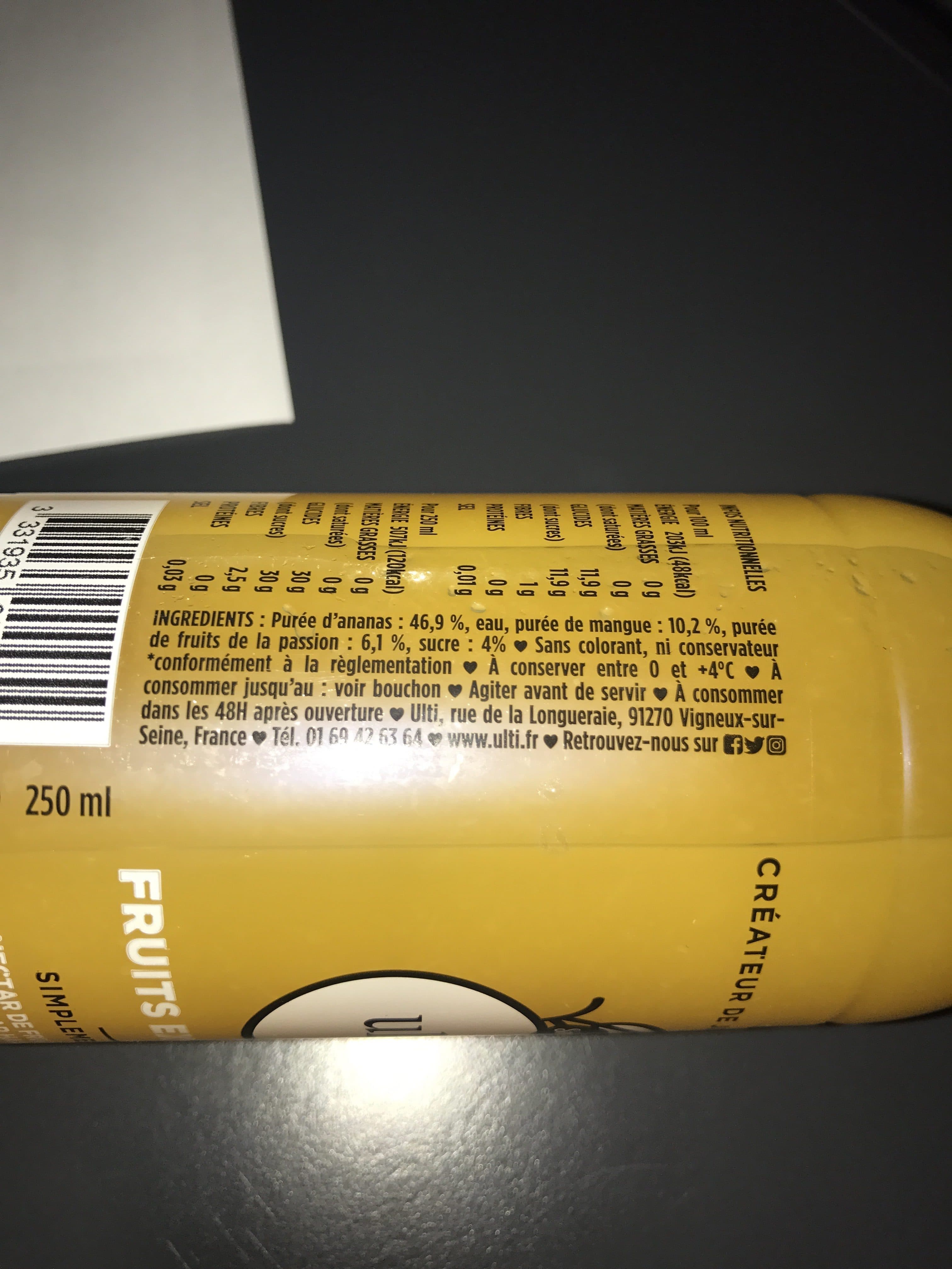 Ulti Ulti Smoothie fruits exotiques la bouteille de 250 packshot
