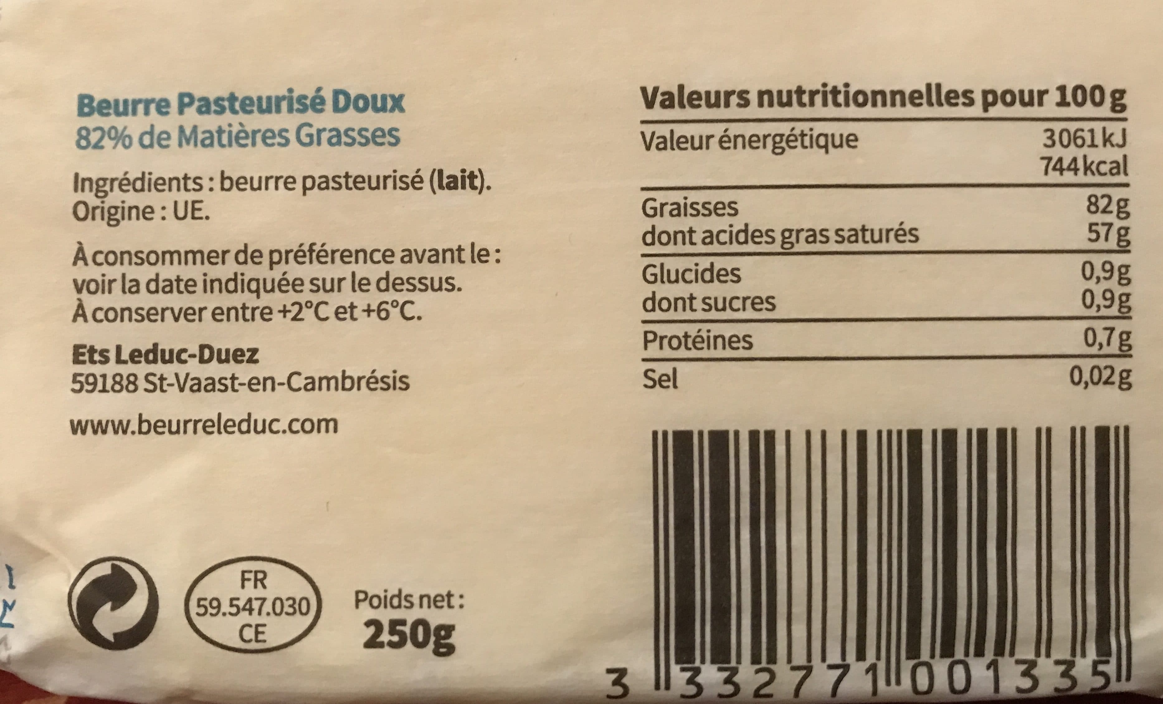 Leduc Leduc - Le beurre moulé doux packshot
