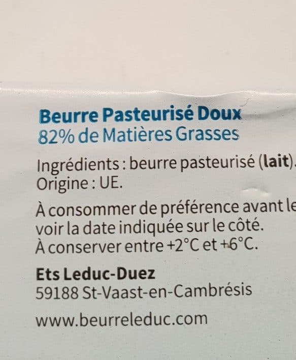 Open Food Facts Beurre pasteurisé doux packshot