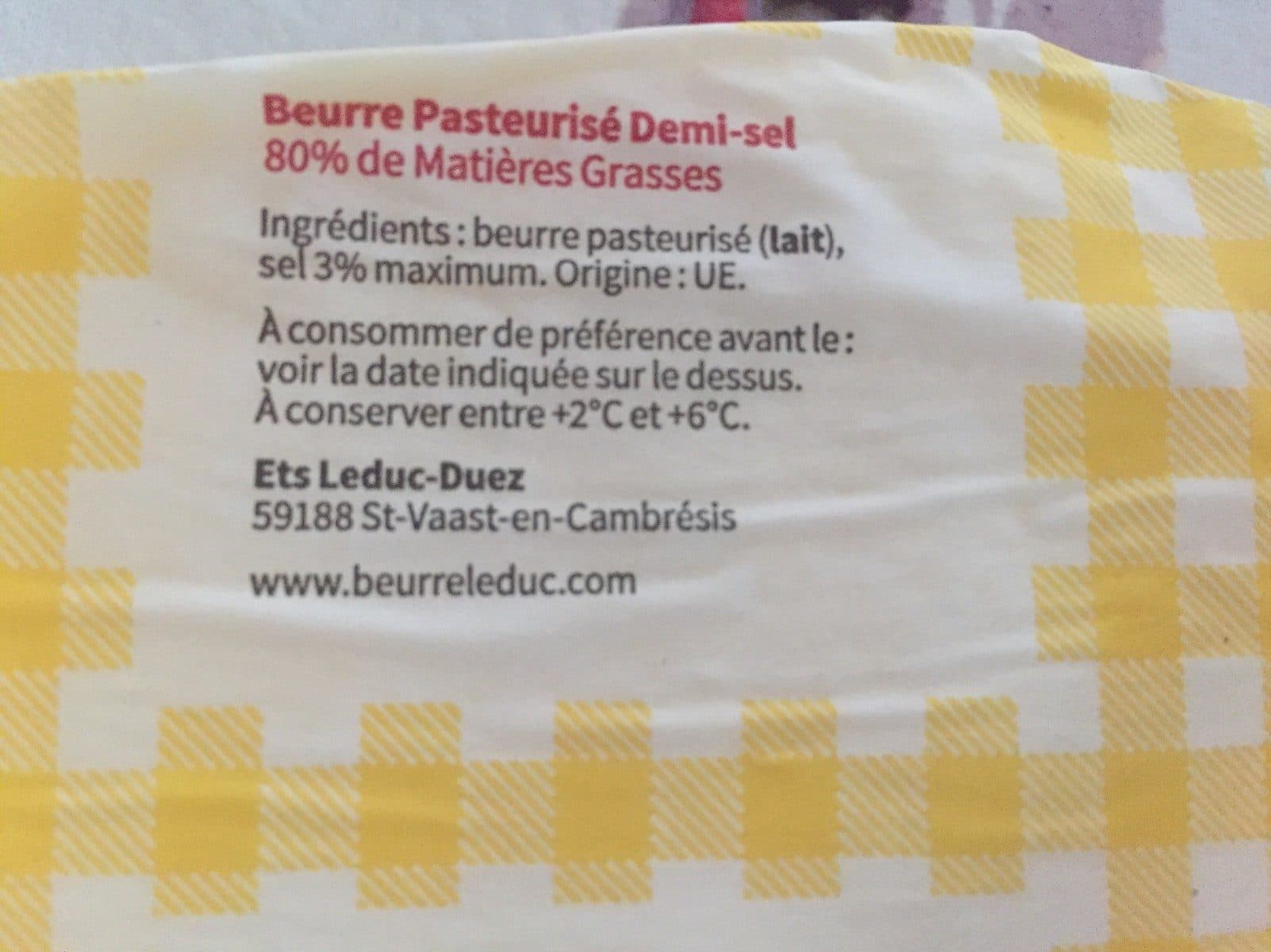 Open Food Facts Beurre pasteurisé demi-sel packshot