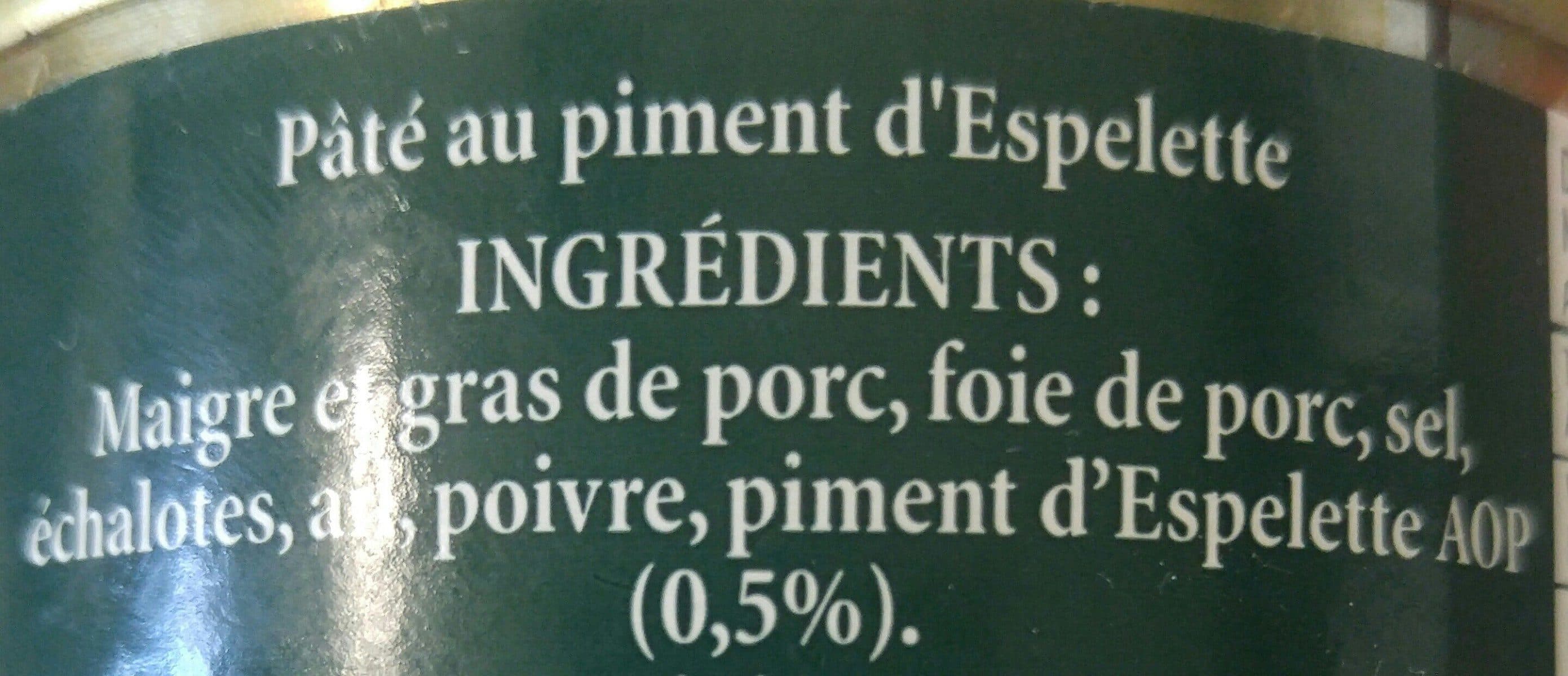 Open Food Facts Pâté au piment d'Espelette packshot