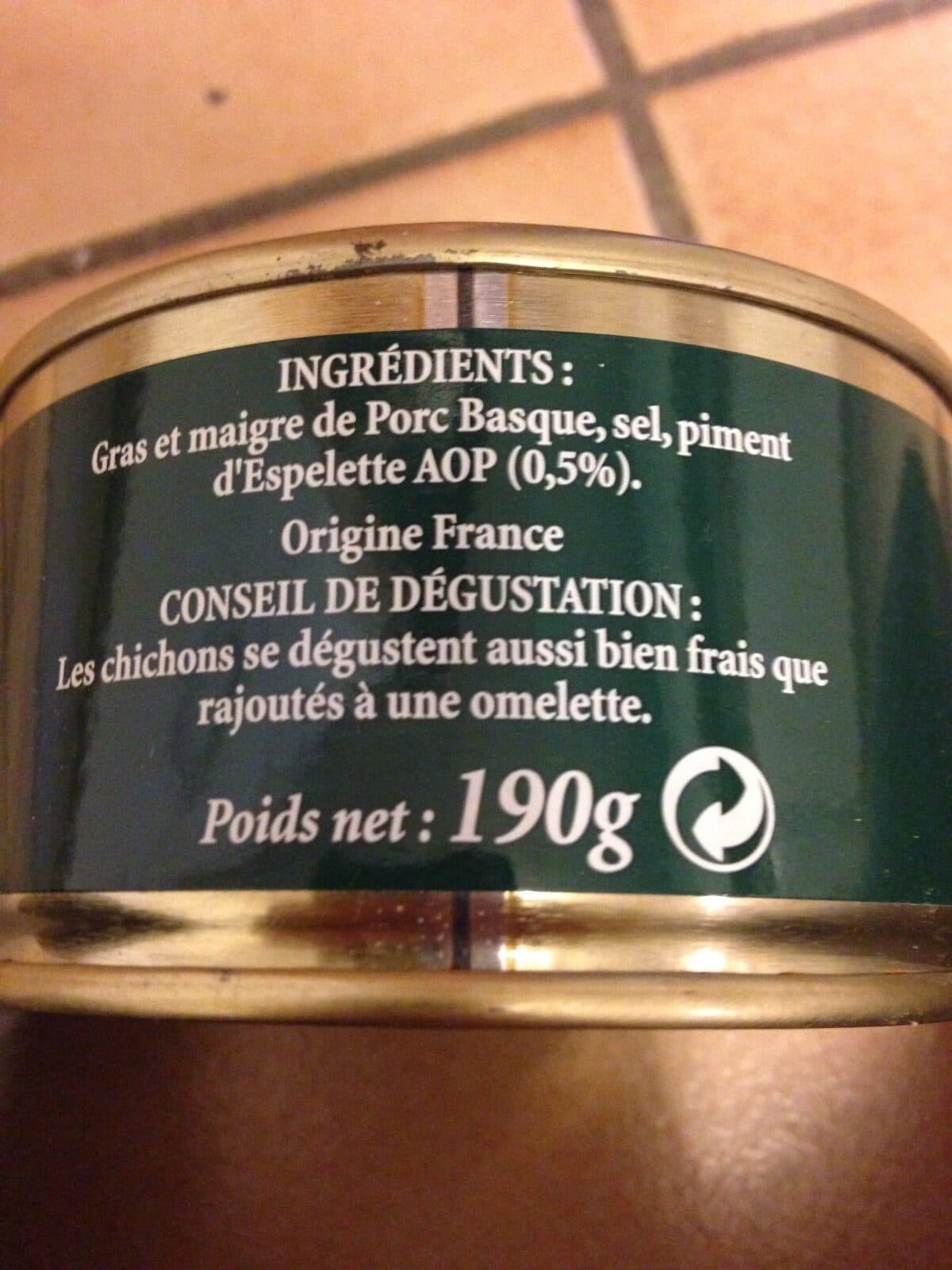 Open Food Facts Chichon De Porc Basque packshot