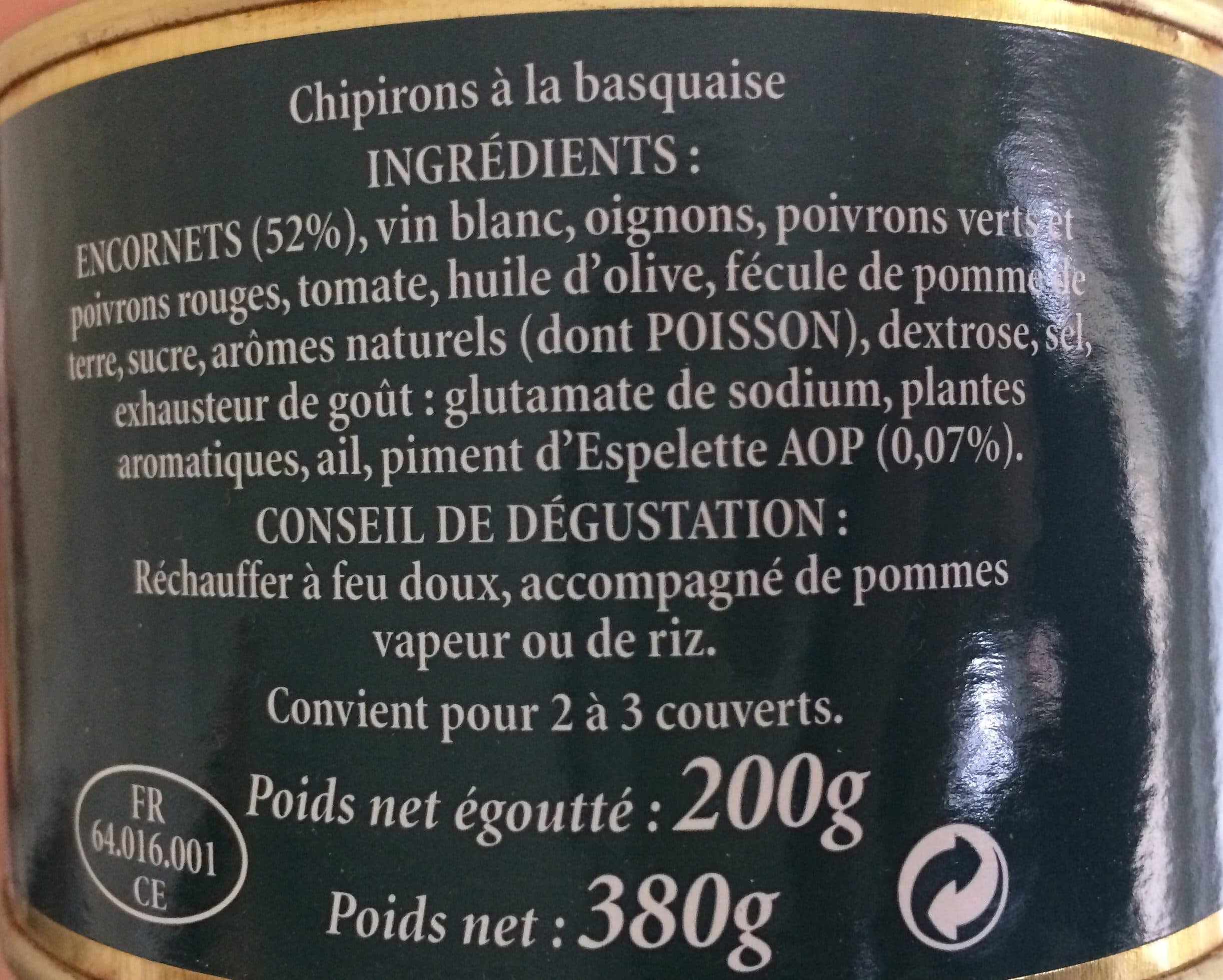 Pierre Oteiza Chipirons à la basquaise packshot