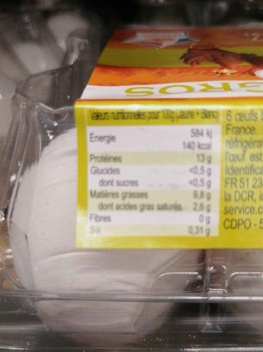 Open Food Facts 6 Oeufs Blancs Gros, packshot