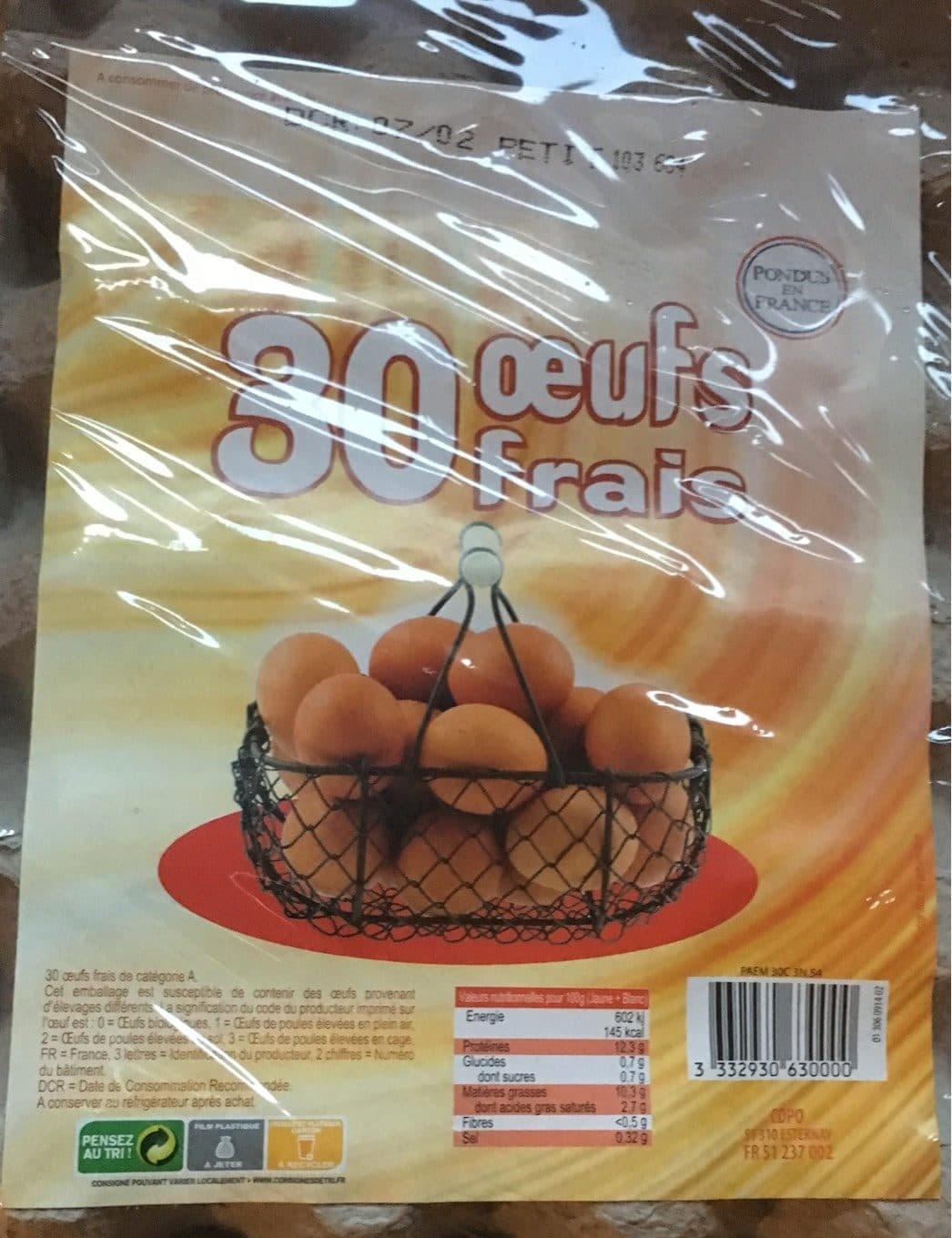 CDPO 30 Oeufs frais packshot