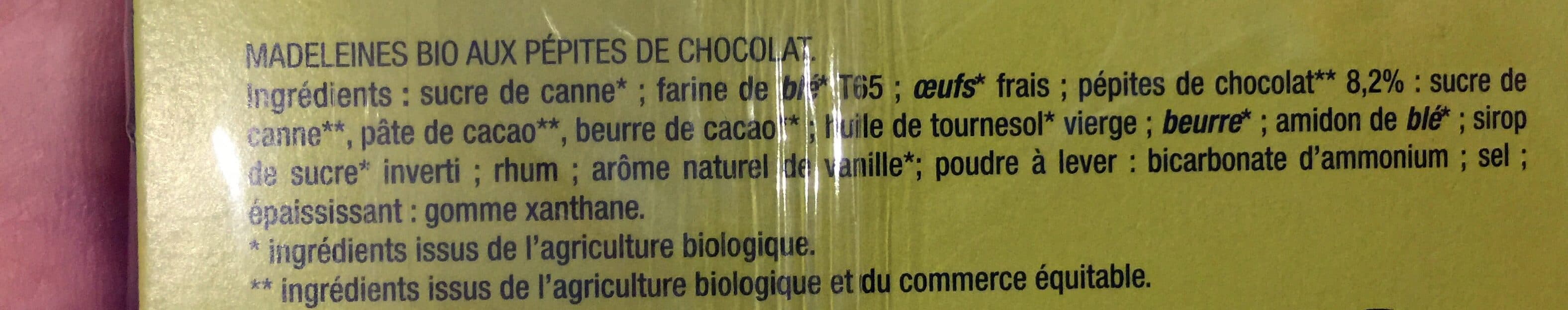 Vital Bio Madeleines Bio aux Pépites de Chocolat packshot