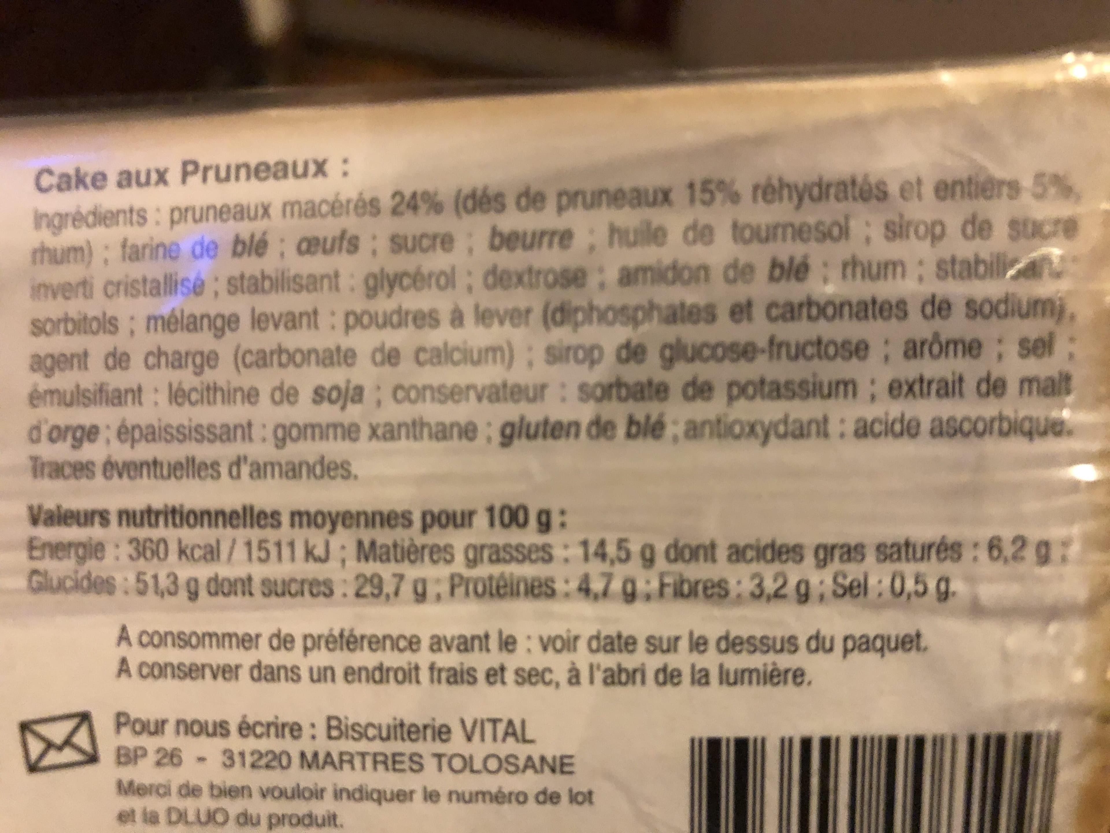 Maison Vital Ainé Cake aux pruneaux Vital Aîné packshot