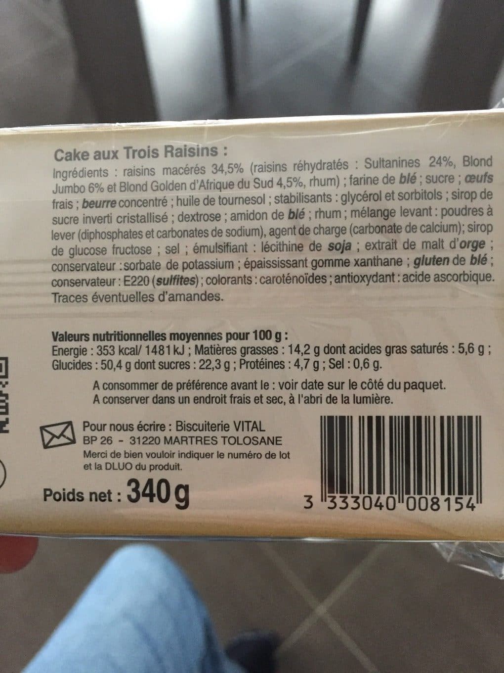 Maison Vital Aine Cake aux trois fruits jaunes packshot