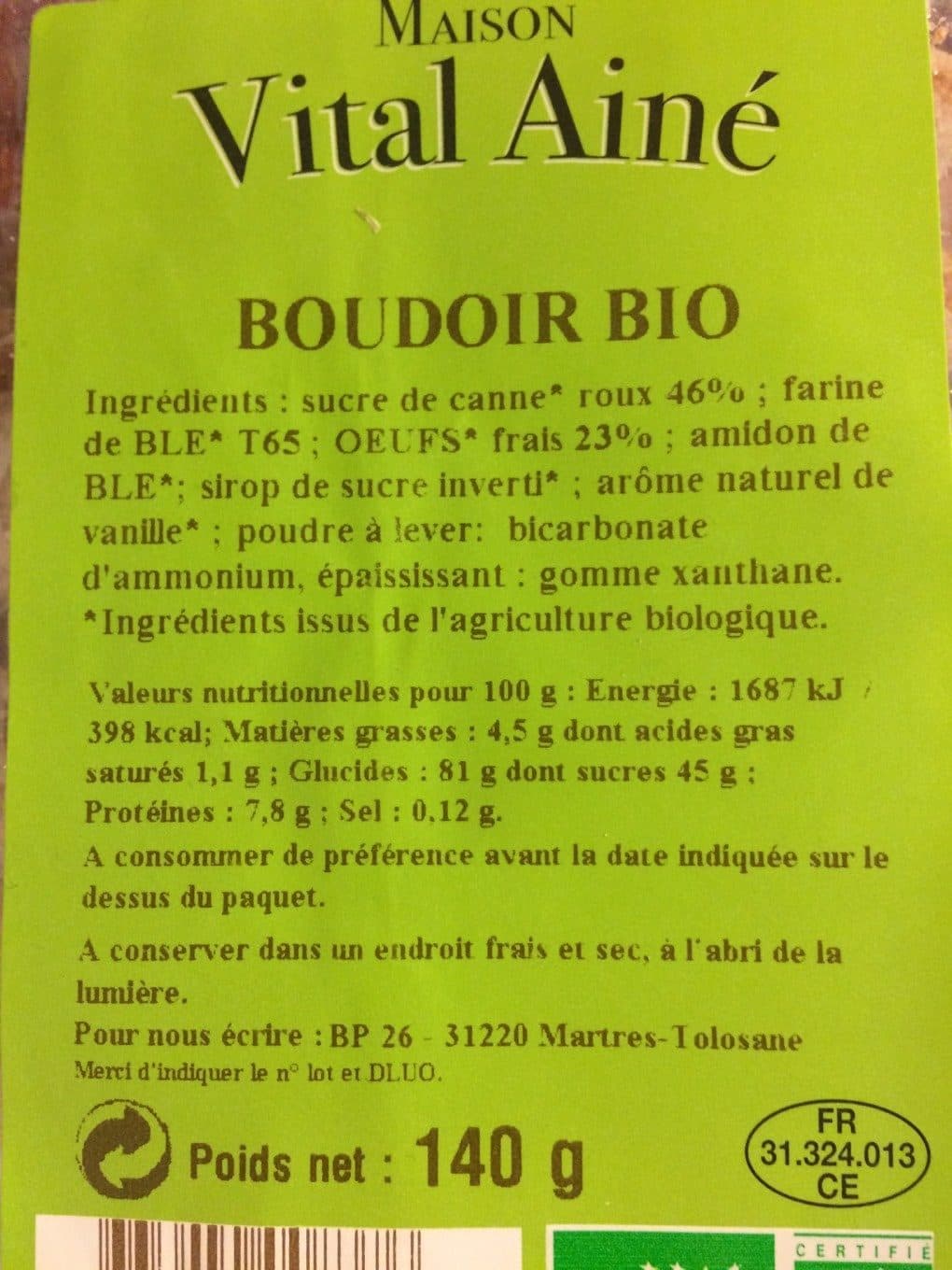 Maison Vital Ainé Boudoir bio packshot