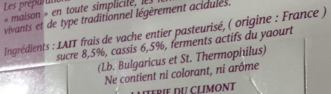 Climont Yaourt aux fruits Cassis packshot