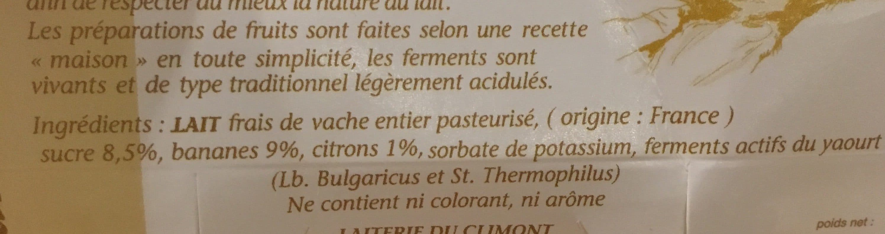 climont Climont, Yaourts aux fruits, banane citron packshot