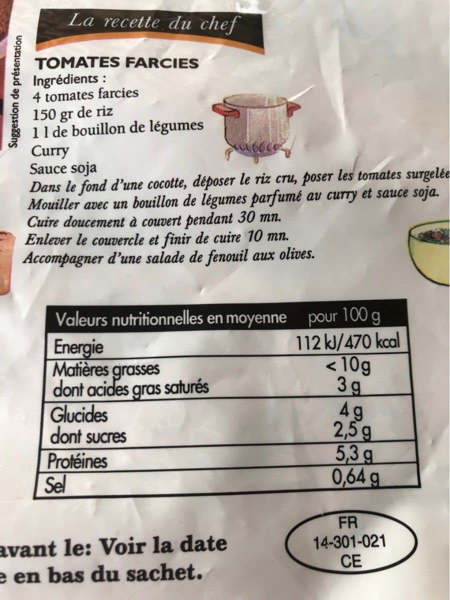 Open Food Facts 6 tomates farcies packshot