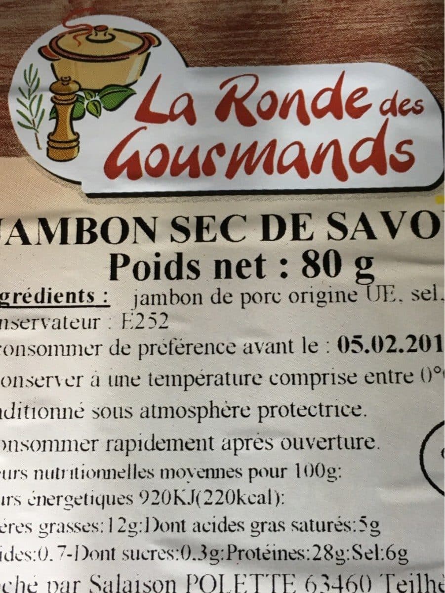 La ronde des gourmands Jambon sec de Savoie packshot