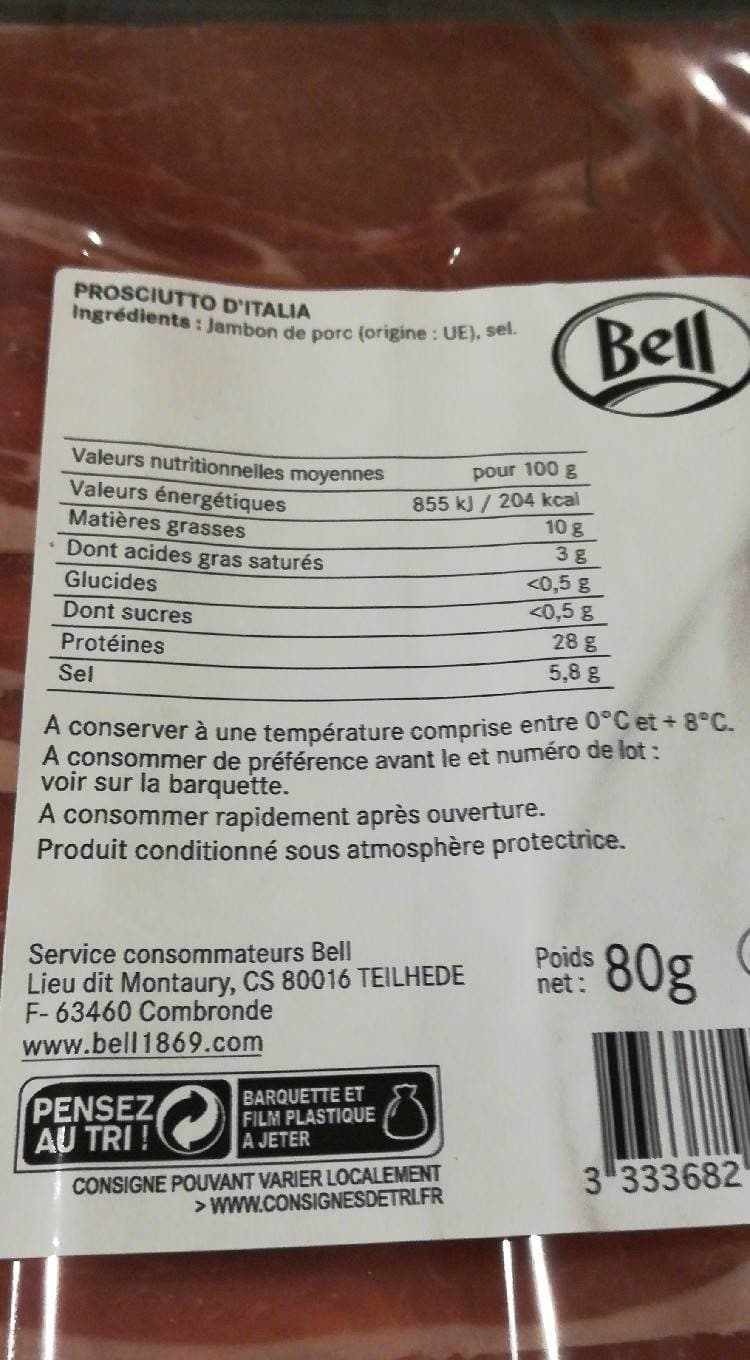 Bell Prosciutto sans nitrate packshot