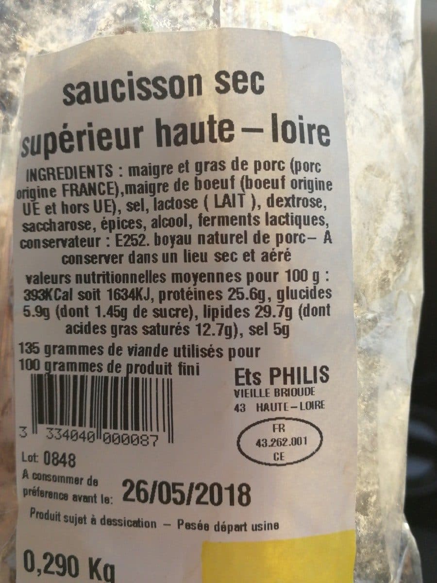 Louis Auvergne Louis Auvergne saucisson sec supérieur le Haute Loire packshot