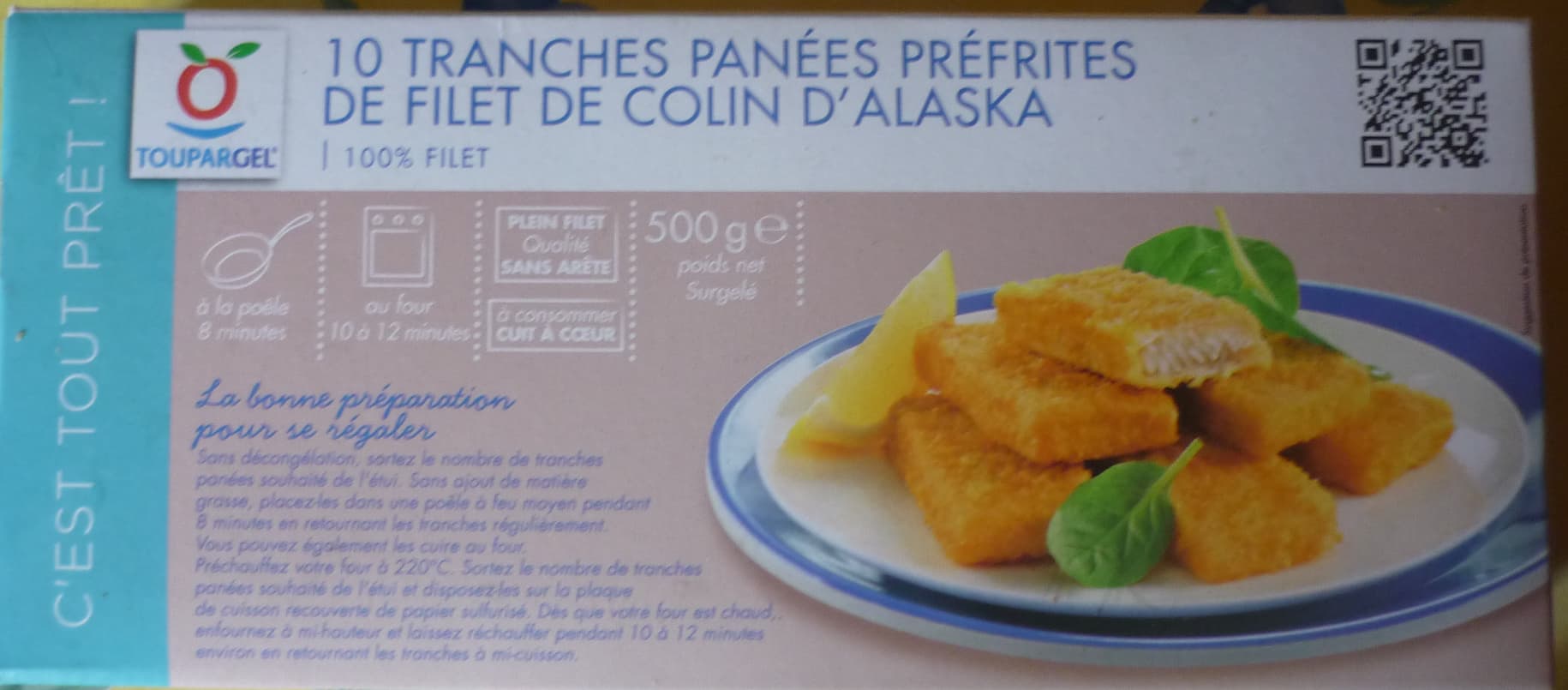 Toupargel 10 tranches panées préfrites de filet de colin d'Alaska packshot