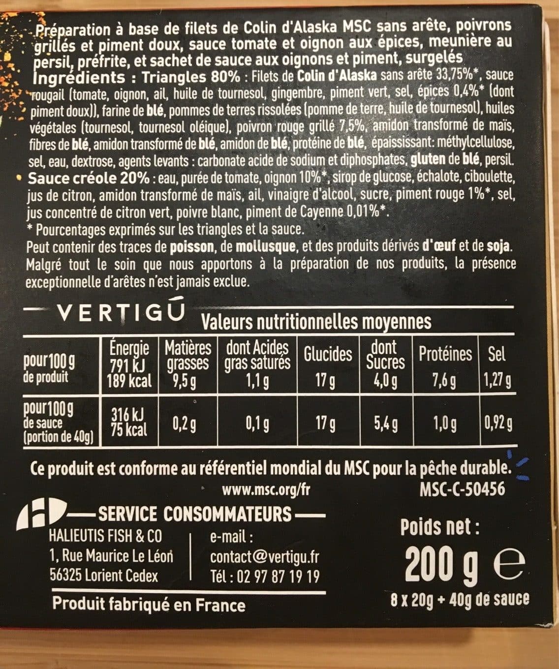 VERTIGU Les Cuisinés Petites bouchées Colin d’Alaska packshot