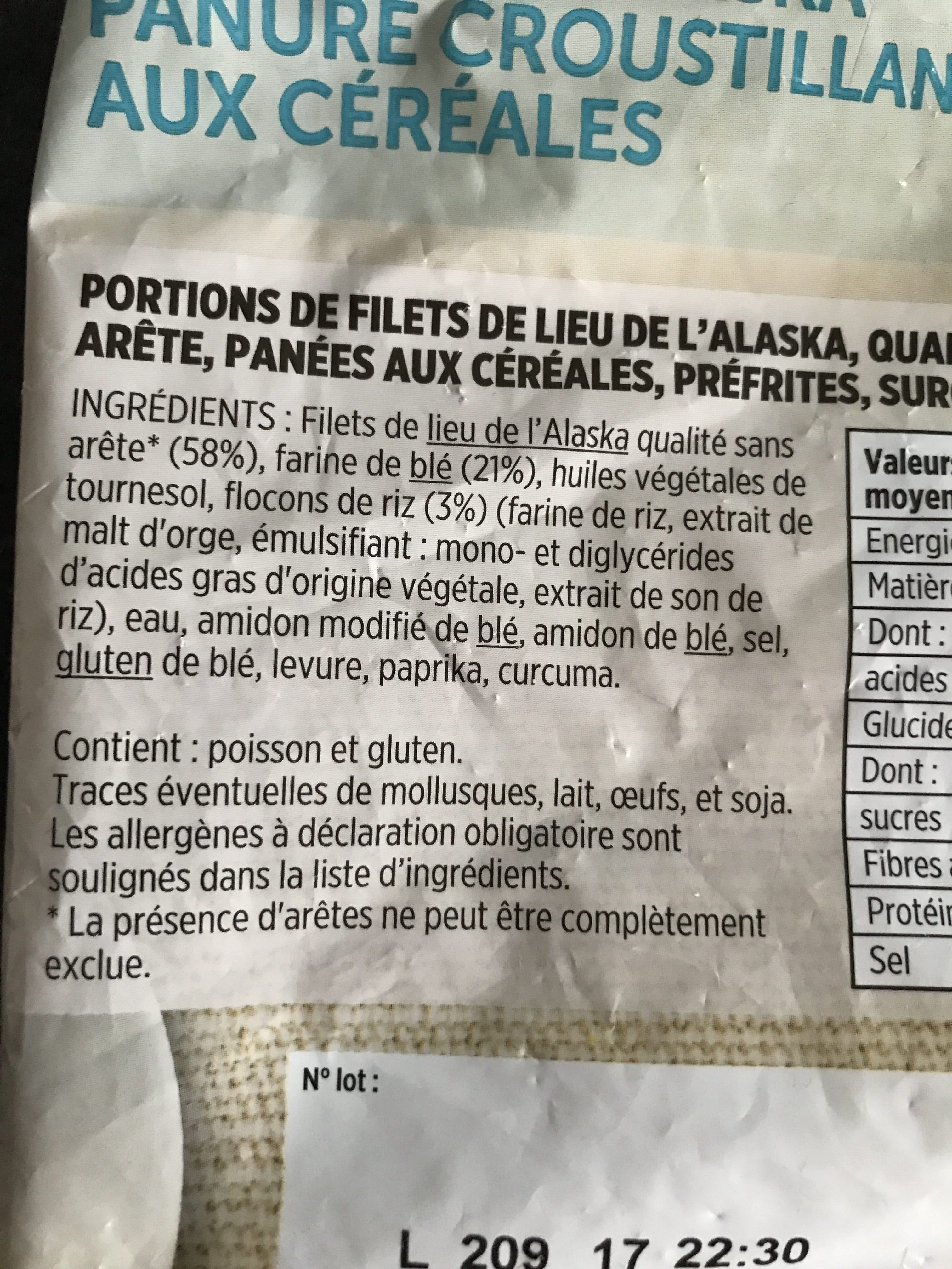 Toupargel Portions de filets de colin d’alaska panure aux cereales packshot