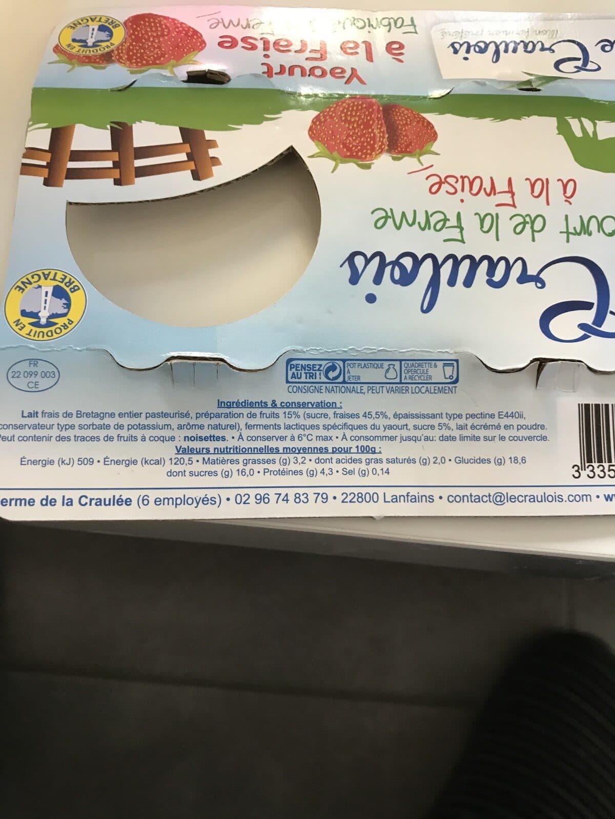 Open Food Facts Yaourt à la fraise packshot