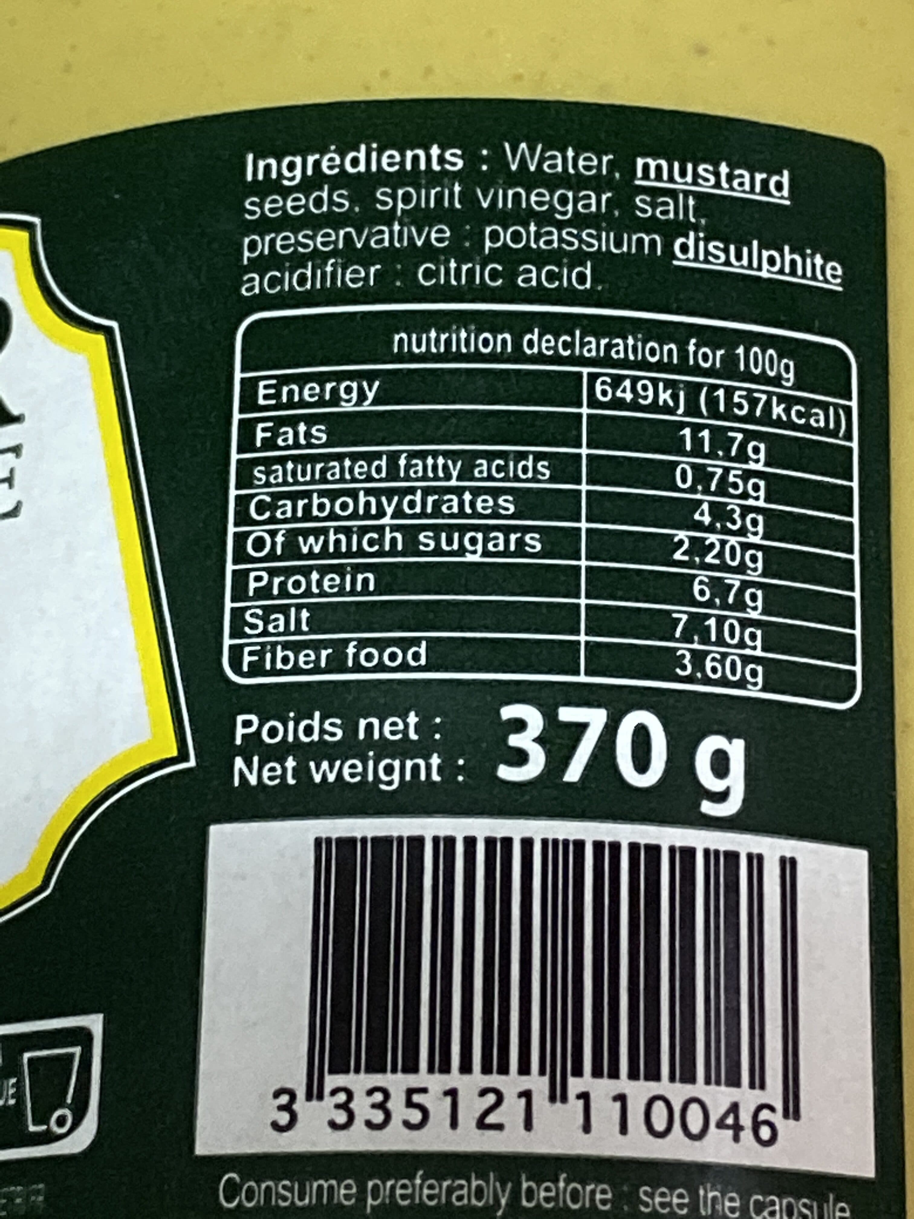 Open Food Facts Moutarde de dijon packshot
