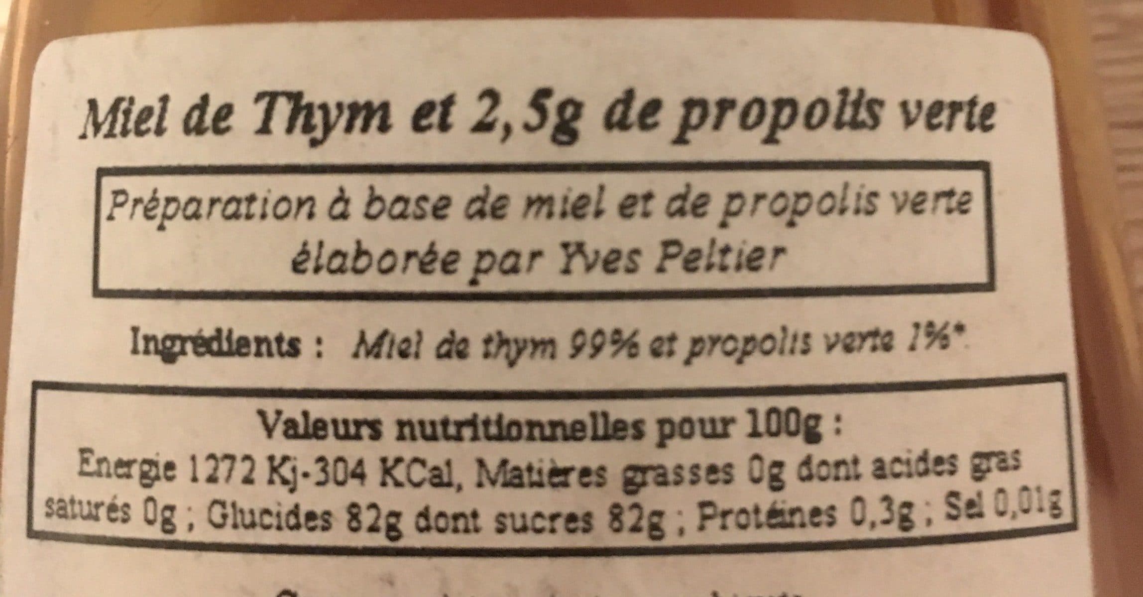 Le Verger des Abeilles Miel de thym et propolis verte packshot