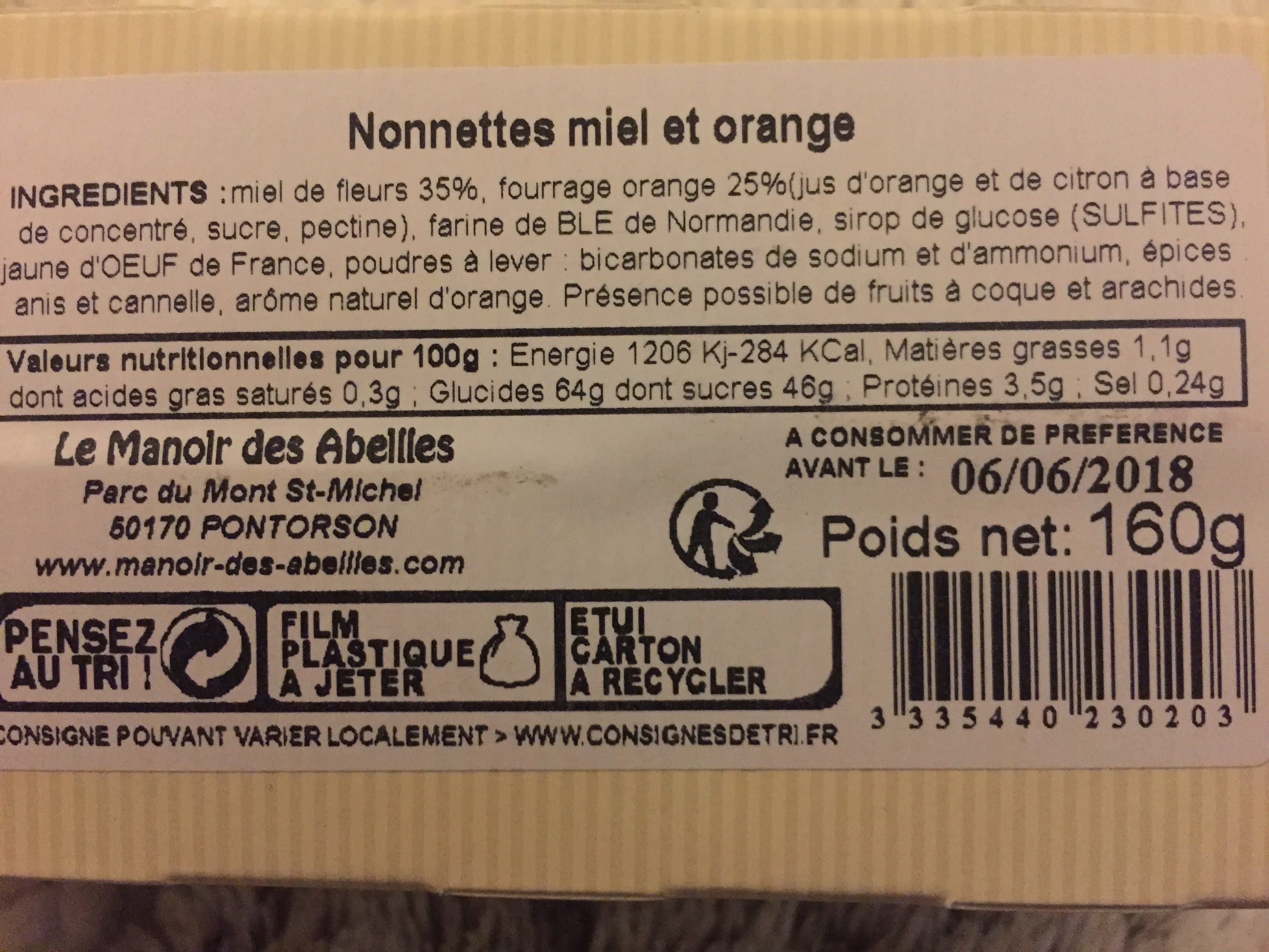 Le Manoir Des Abeilles Nonnettes orange packshot