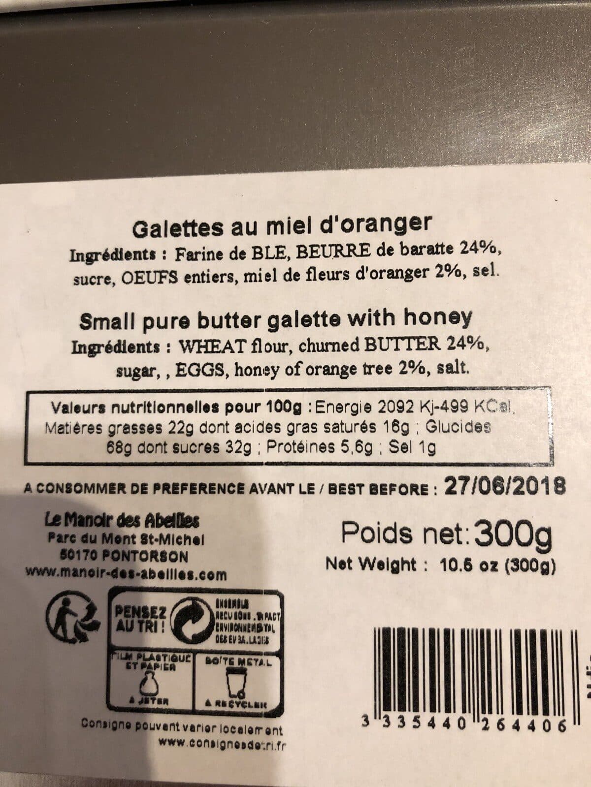 Open Food Facts Galette au miel d'oranger packshot