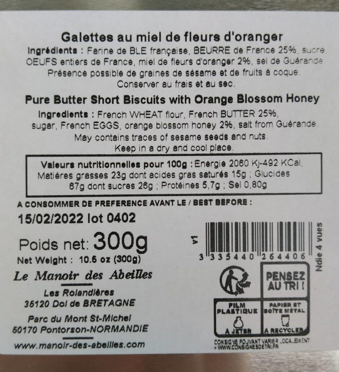 Open Food Facts Galette au miel d'oranger packshot