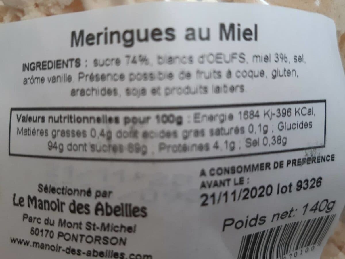 Le Manoir des Abeilles Meringues au miel LE MANOIR DES ABEILLES packshot