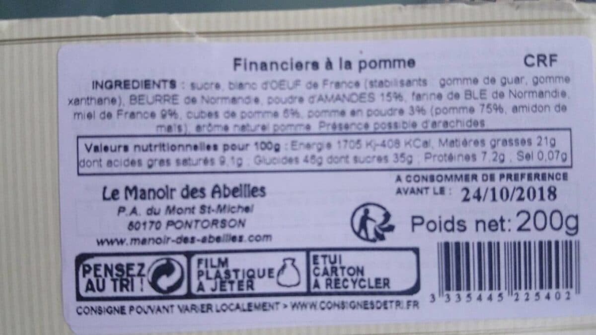 Le Manoir des Abeilles 200G Petits Financiers Normand Le Manoir packshot