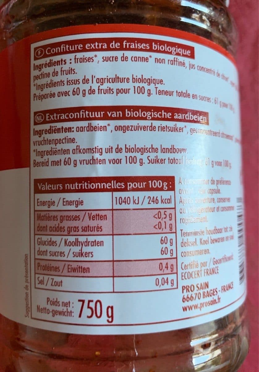 Prosain Confiture extra fraises packshot