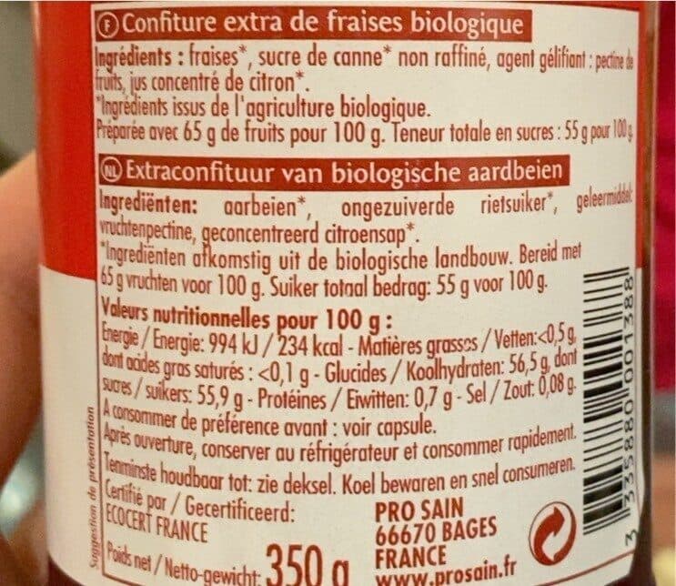 Prosain 350G Confiture Extra De Fraises packshot